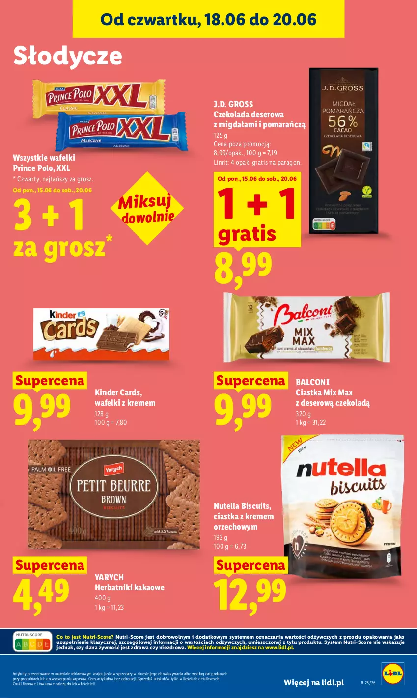 Gazetka promocyjna Lidl - Gazetka ważna od 18.06 do 20.06 - ważna 18.06 do 20.06.2026 - strona 75 - produkty: Alcon, Ciastka, Czekolada, Deser, Gra, Herbatniki, Kakao, Kinder, Nutella, Prince Polo, Ser