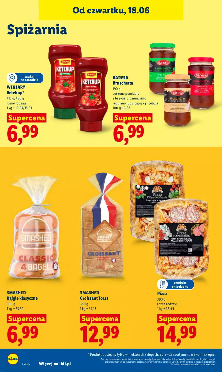 Gazetka promocyjna Lidl - Gazetka ważna od 18.06 do 20.06 - ważna 18.06 do 20.06.2026 - strona 78 - produkty: Bajgle, Bazyl, Croissant, Ketchup, Pizza, Pomidory, Suszone pomidory, Winiary