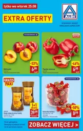 Gazetka promocyjna Aldi - Extra oferty tylko we wtorek 25.08 - Gazetka - ważna od 25.08 do 25.08.2026 - strona 1 - produkty: Kawa rozpuszczalna, Mus, Gra, Papryka czerwona, Papryka, Kawa, Hellena, Galaretka, Gala, Nektar, Fa