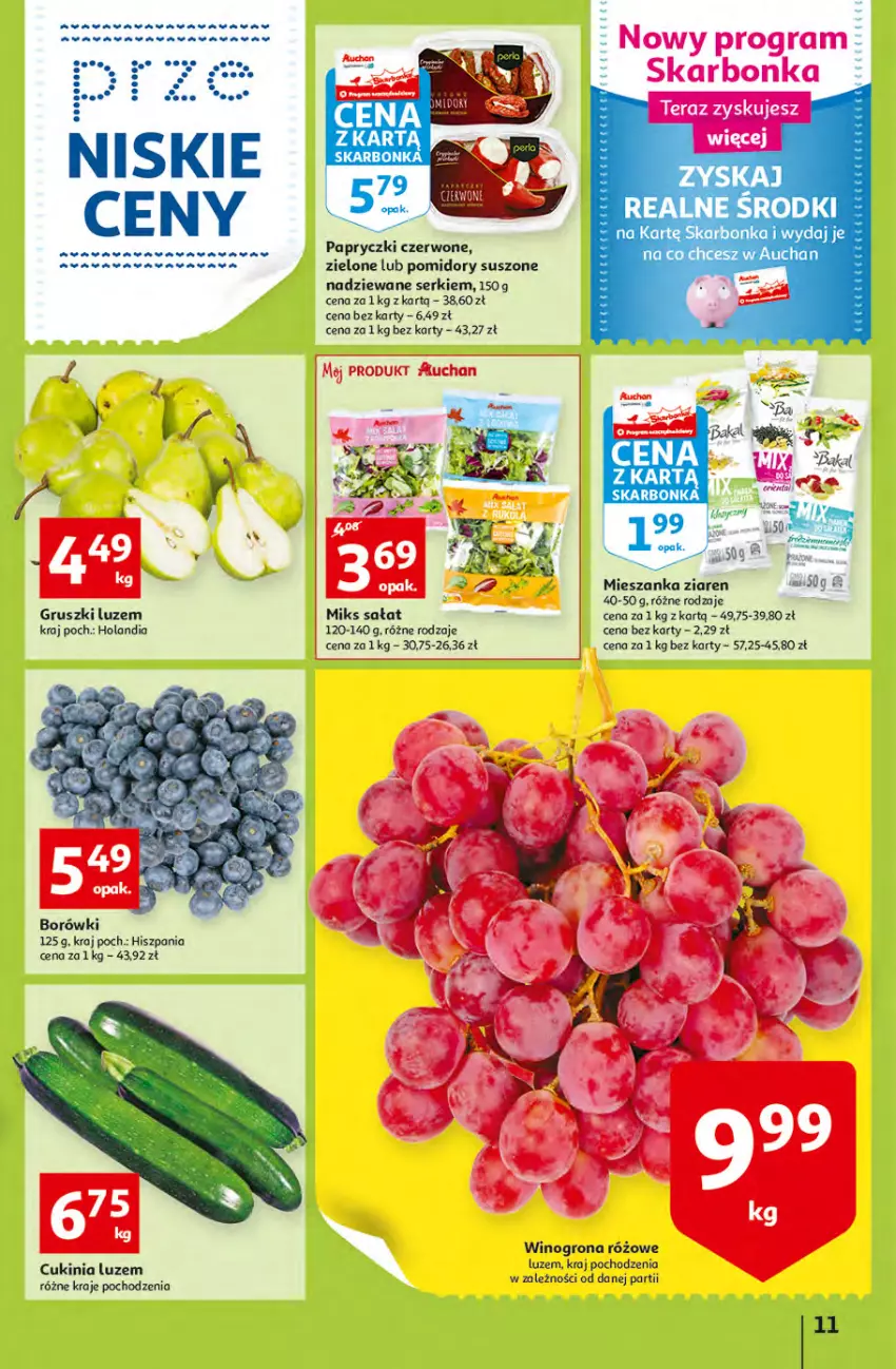 Gazetka promocyjna Auchan - przeNISKIE CENY produkty pewne przedobrego Hipermarkety - ważna 24.03 do 30.03.2022 - strona 11 - produkty: Gruszki, Pomidory, Sałat, Ser, Wino, Winogrona