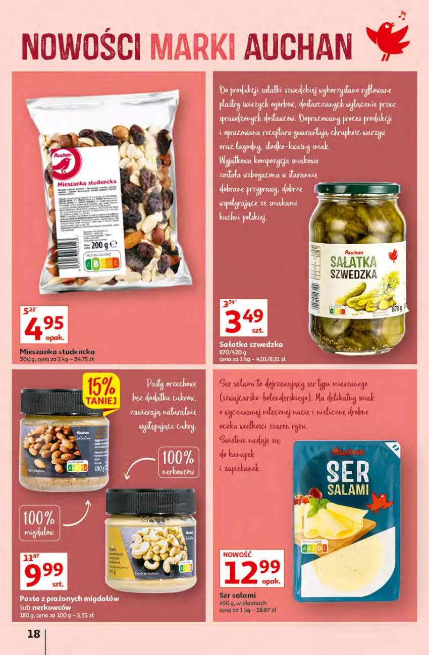 Gazetka promocyjna Auchan - przeNISKIE CENY produkty pewne przedobrego Hipermarkety - ważna 24.03 do 30.03.2022 - strona 18 - produkty: Mieszanka studencka, Salami, Ser, Ser salami