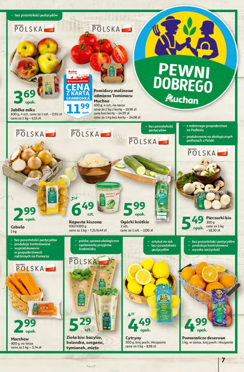 Gazetka promocyjna Auchan - przeNISKIE CENY produkty pewne przedobrego Hipermarkety - ważna 24.03 do 30.03.2022 - strona 7 - produkty: Bazyl, Bazylia, Cebula, Deser, Fa, Gra, Jabłka, Kolendra, Mięta, Piec, Pomarańcze, Pomidory, Ser, Sok