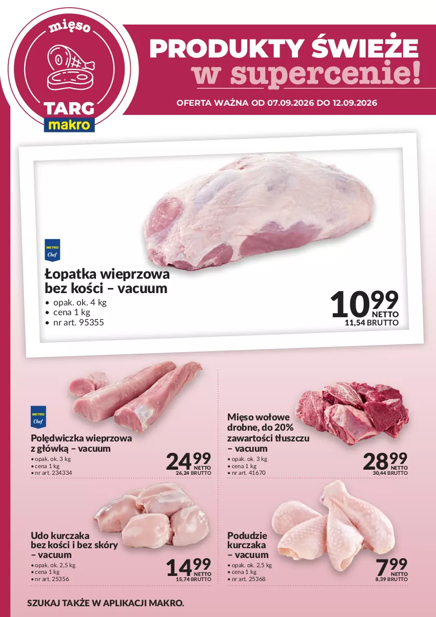 Gazetka promocyjna Makro - Targ MAKRO - oferta świeża w super cenach! - ważna 07.09 do 12.09.2026 - strona 1 - produkty: Kurczak, Mięso, Mięso wołowe, Polędwiczka wieprzowa