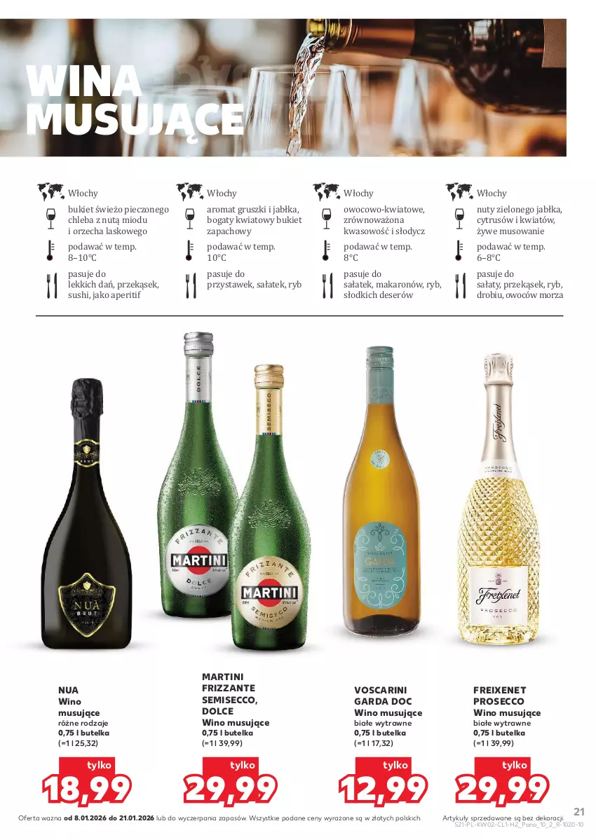Gazetka promocyjna Kaufland - Barek Kauflandu - ważna 08.01 do 21.01.2026 - strona 21 - produkty: Bukiet, Chleb, Deser, Gruszki, HP, Jabłka, Makaron, Martini, Mus, Nuty, Piec, Prosecco, Sałat, Ser, Sushi, Wino, Wino musujące