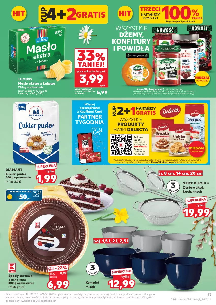 Gazetka promocyjna Kaufland - Gazetka tygodnia - ważna 12.03 do 18.03.2026 - strona 17 - produkty: Cukier, Cukier puder, Delecta, Diamant, Dżem, Gra, Masło, Por, Puder, Waga, Zestaw sitek