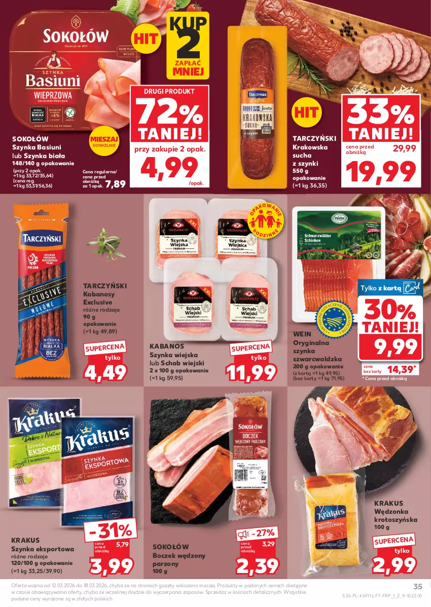 Gazetka promocyjna Kaufland - Gazetka tygodnia - ważna 12.03 do 18.03.2026 - strona 35 - produkty: Boczek, Gin, Kabanos, Krakus, Por, Sok, Sokołów, Sport, Szynka, Szynka biała, Tarczyński