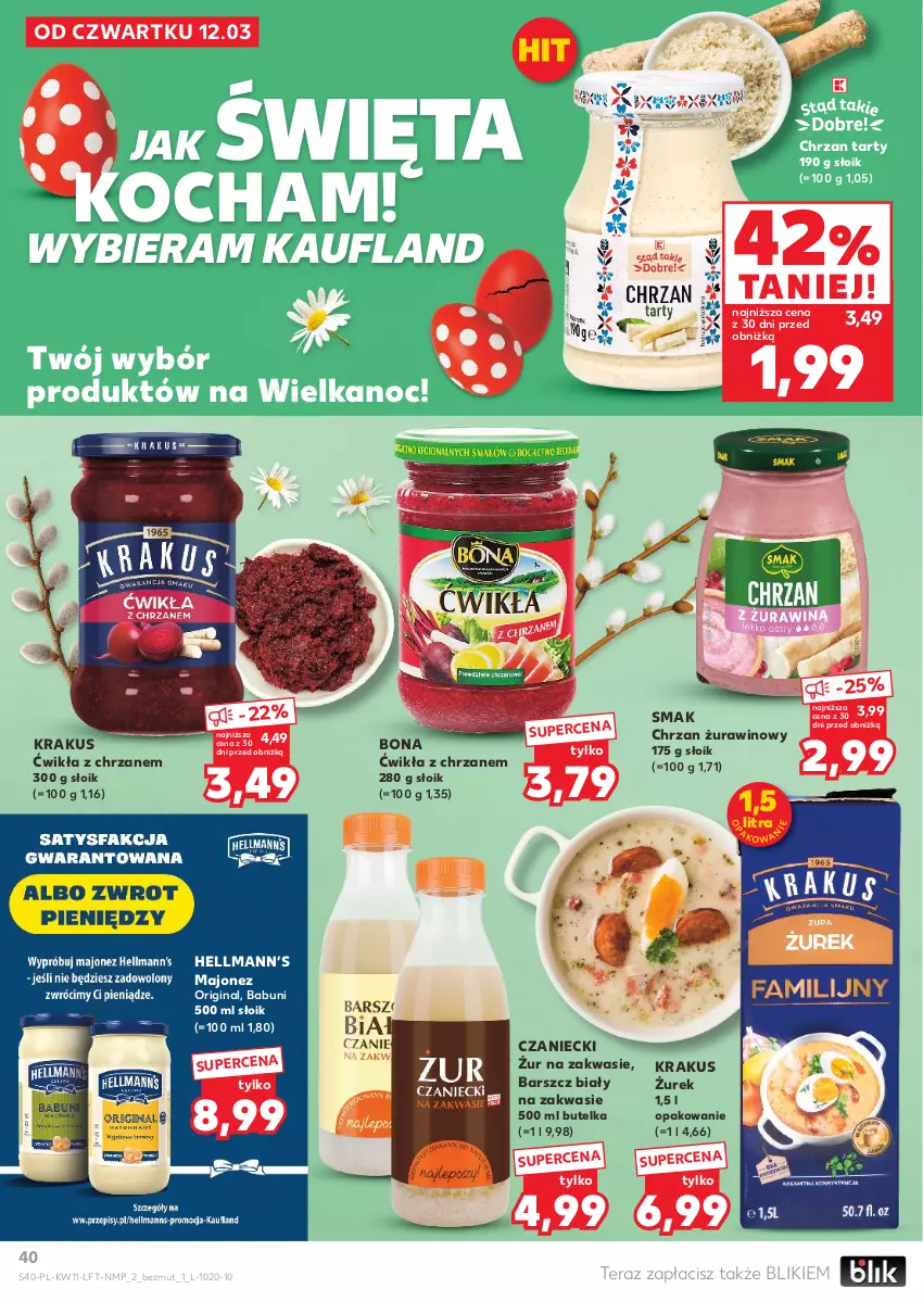Gazetka promocyjna Kaufland - Gazetka tygodnia - ważna 12.03 do 18.03.2026 - strona 40 - produkty: Babuni, Chrzan, Gin, Hellmann’s, Koc, Krakus, Majonez, Tera, Wino