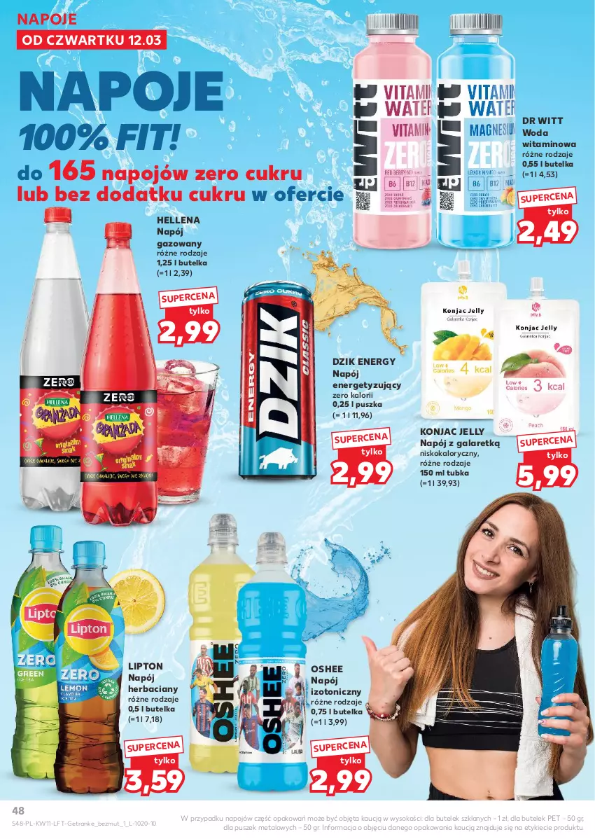 Gazetka promocyjna Kaufland - Gazetka tygodnia - ważna 12.03 do 18.03.2026 - strona 48 - produkty: Gala, Hellena, Lipton, Napój, Napój gazowany, Napój izotoniczny, Napoje, Oshee, Sok, Tran, Woda