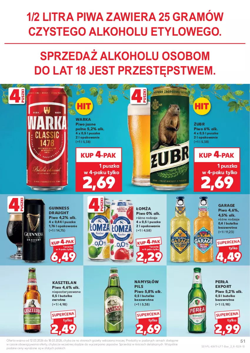 Gazetka promocyjna Kaufland - Gazetka tygodnia - ważna 12.03 do 18.03.2026 - strona 51 - produkty: Gra, Kasztelan, Namysłów, Perła, Piwa, Piwo, Piwo jasne, Por, Warka