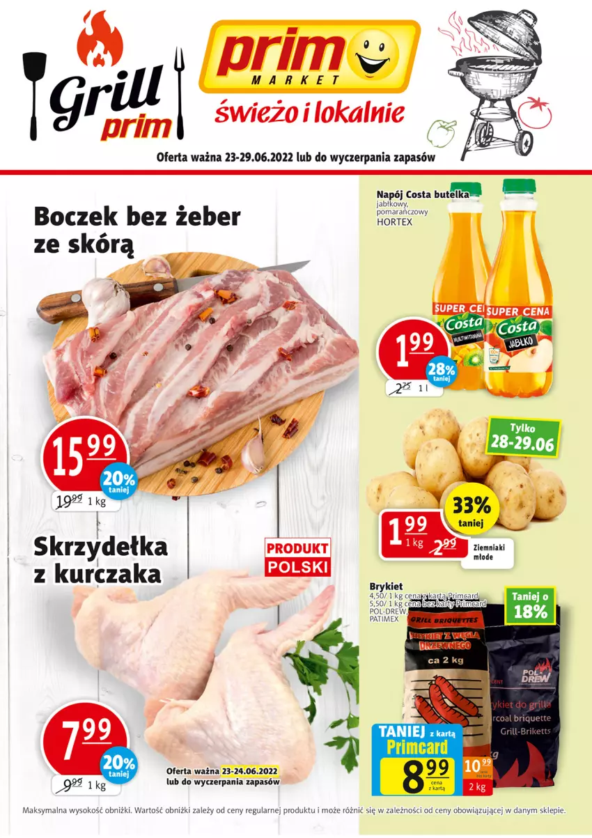 Gazetka promocyjna Prim Market - ważna 23.06 do 29.06.2022 - strona 1 - produkty: Boczek, Kurczak, Napój, Sok