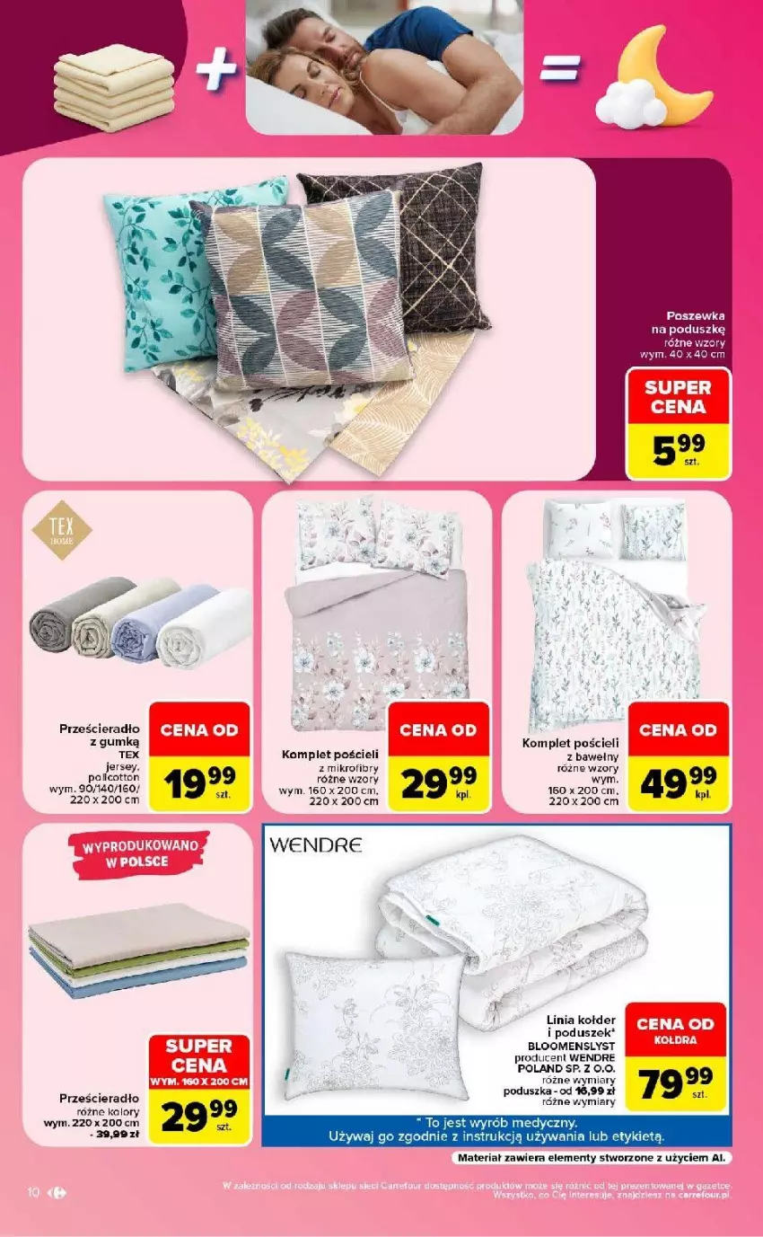Gazetka promocyjna Carrefour - Gazetka Carrefour w SUMIE same okazje - ważna 10.08 do 22.08.2026 - strona 10 - produkty: Fa, Komplet pościeli, Poduszka, Pościel, Poszewka, Prześcieradło, Ser