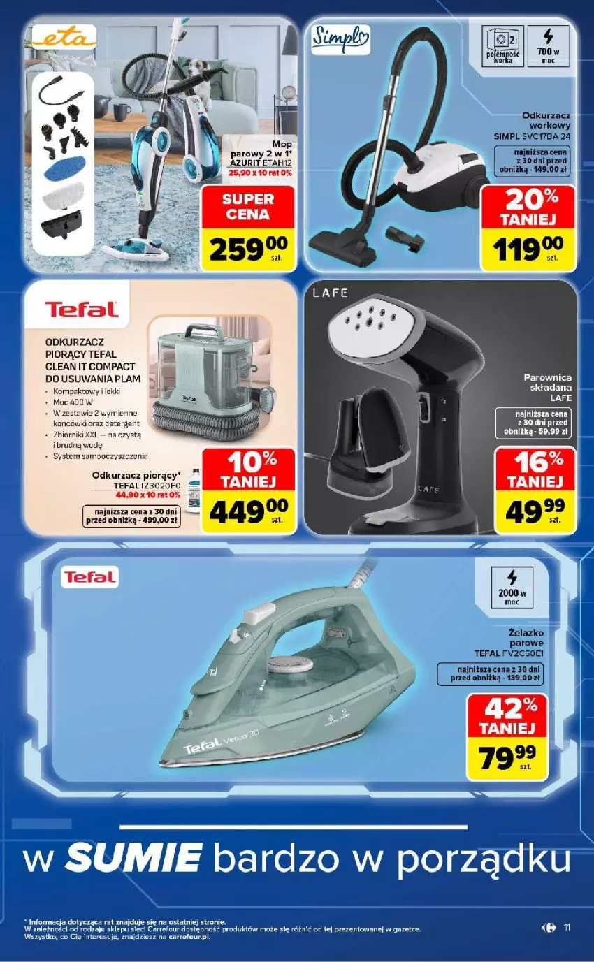 Gazetka promocyjna Carrefour - Gazetka Carrefour w SUMIE same okazje - ważna 10.08 do 22.08.2026 - strona 11 - produkty: Fa, Odkurzacz, Parownica, Por, Tefal, Tran