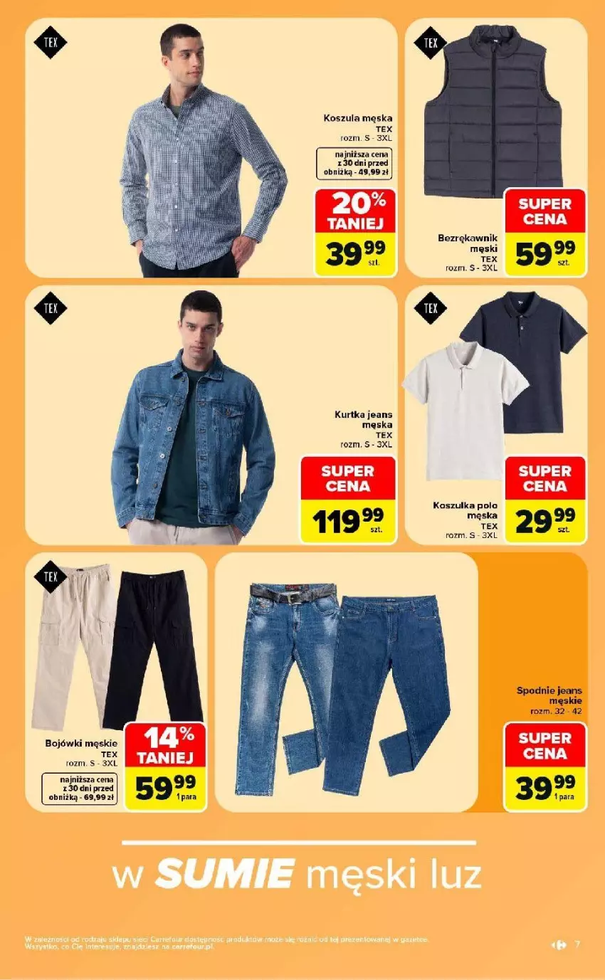 Gazetka promocyjna Carrefour - Gazetka Carrefour w SUMIE same okazje - ważna 10.08 do 22.08.2026 - strona 7 - produkty: Kosz, Koszula, Koszulka, Kurtka, Spodnie, Spodnie jeans