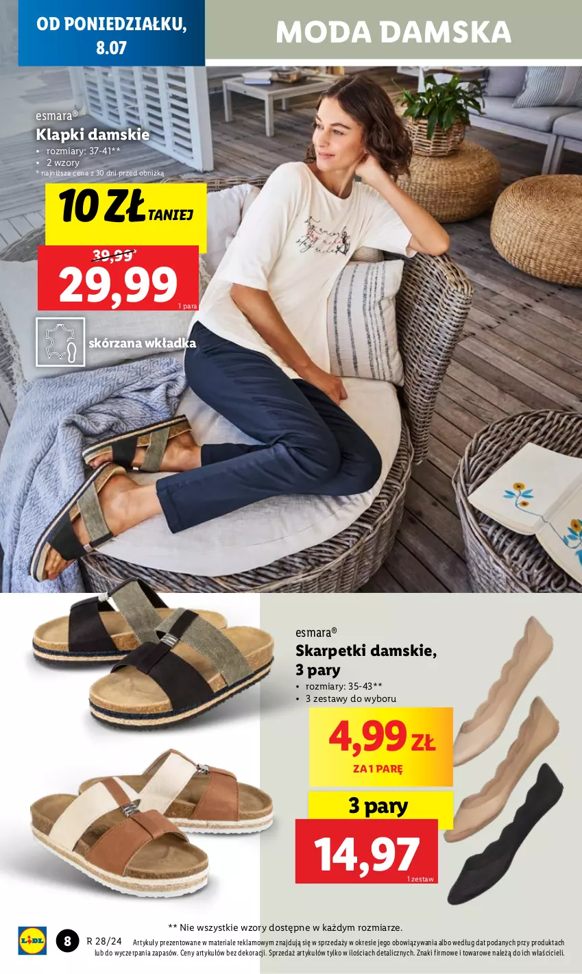 Gazetka promocyjna Lidl - GAZETKA - ważna 08.07 do 13.07.2024 - strona 10 - produkty: Karp, Klapki, Moda, Skarpetki