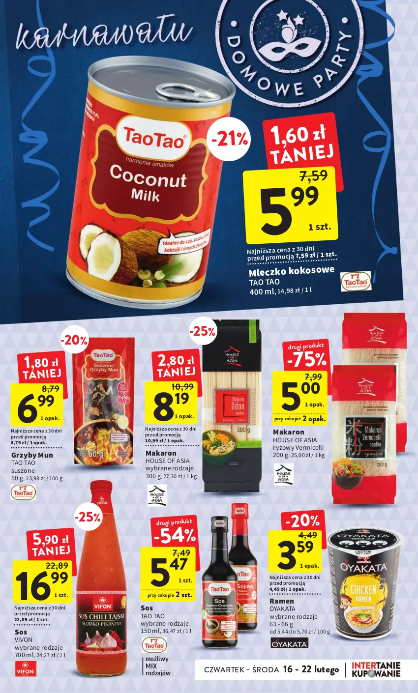 Gazetka promocyjna Intermarche - Gazetka Intermarche - ważna 16.02 do 22.02.2023 - strona 13 - produkty: Grzyby, Grzyby mun, House of Asia, Kokos, Makaron, Mleczko, Ryż, Sos