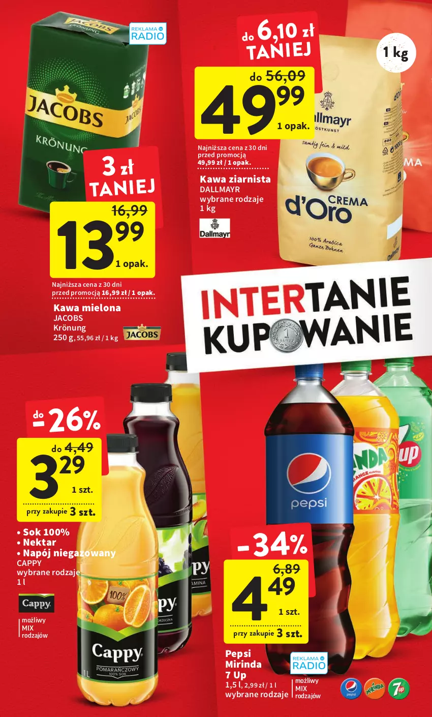 Gazetka promocyjna Intermarche - Gazetka Intermarche - ważna 16.02 do 22.02.2023 - strona 6 - produkty: Cappy, Dallmayr, Jacobs, Jacobs Krönung, Kawa, Kawa mielona, Kawa ziarnista, Mirinda, Napój, Napój niegazowany, Nektar, Pepsi, Sok