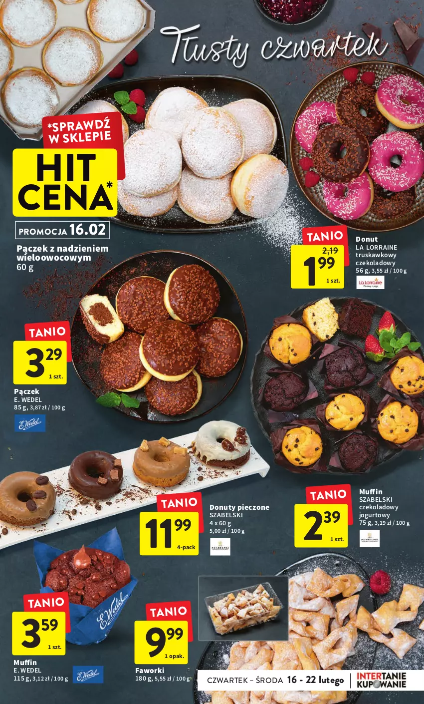 Gazetka promocyjna Intermarche - Gazetka Intermarche - ważna 16.02 do 22.02.2023 - strona 9 - produkty: Donut, E. Wedel, Fa, Faworki, Jogurt, Nuty, Pączek, Piec