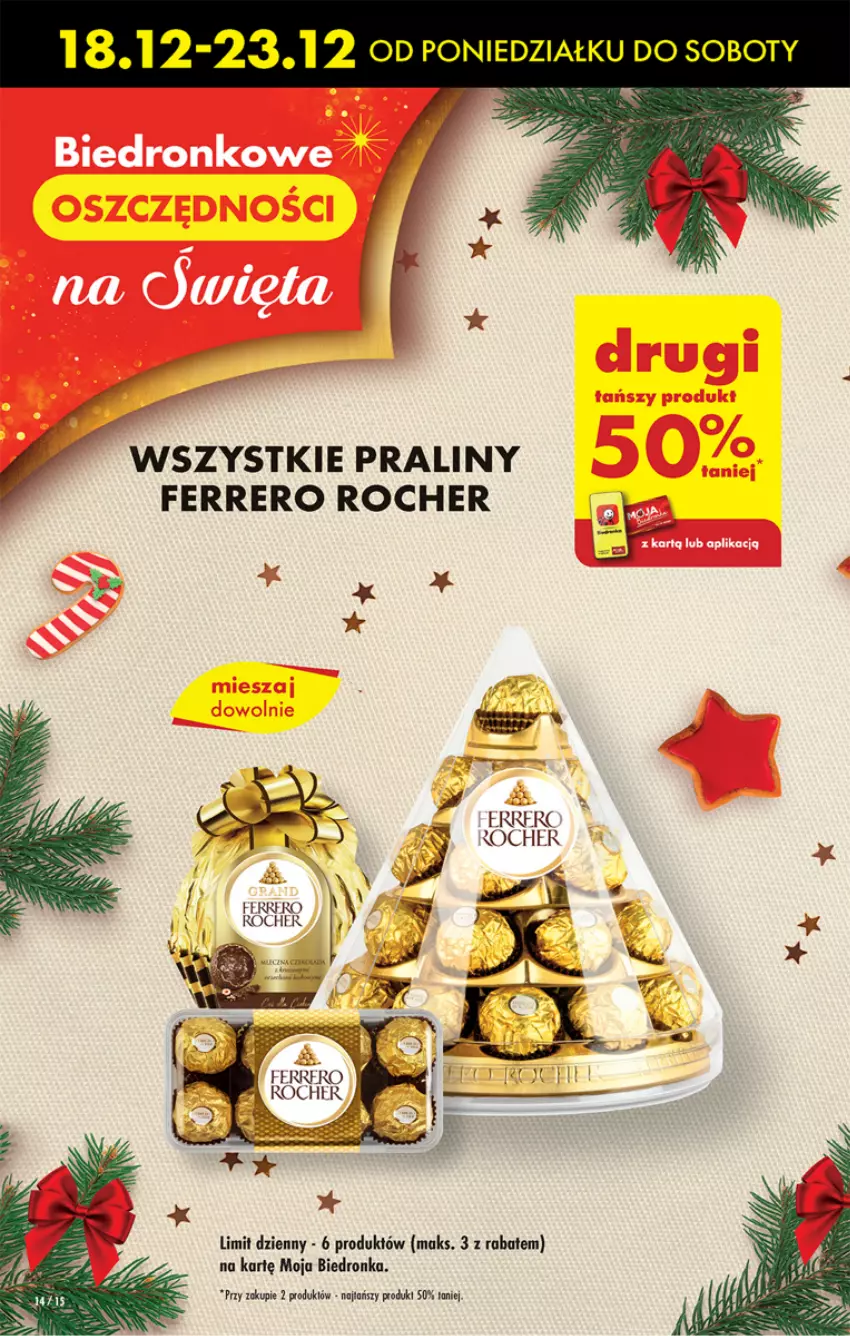 Gazetka promocyjna Biedronka - Od poniedzialku - ważna 18.12 do 23.12.2023 - strona 14 - produkty: Ferrero, Ferrero Rocher, Praliny