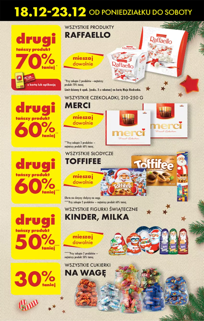 Gazetka promocyjna Biedronka - Od poniedzialku - ważna 18.12 do 23.12.2023 - strona 45 - produkty: Cukier, Cukierki, Fa, Kinder, Merci, Milka, Raffaello, Toffifee