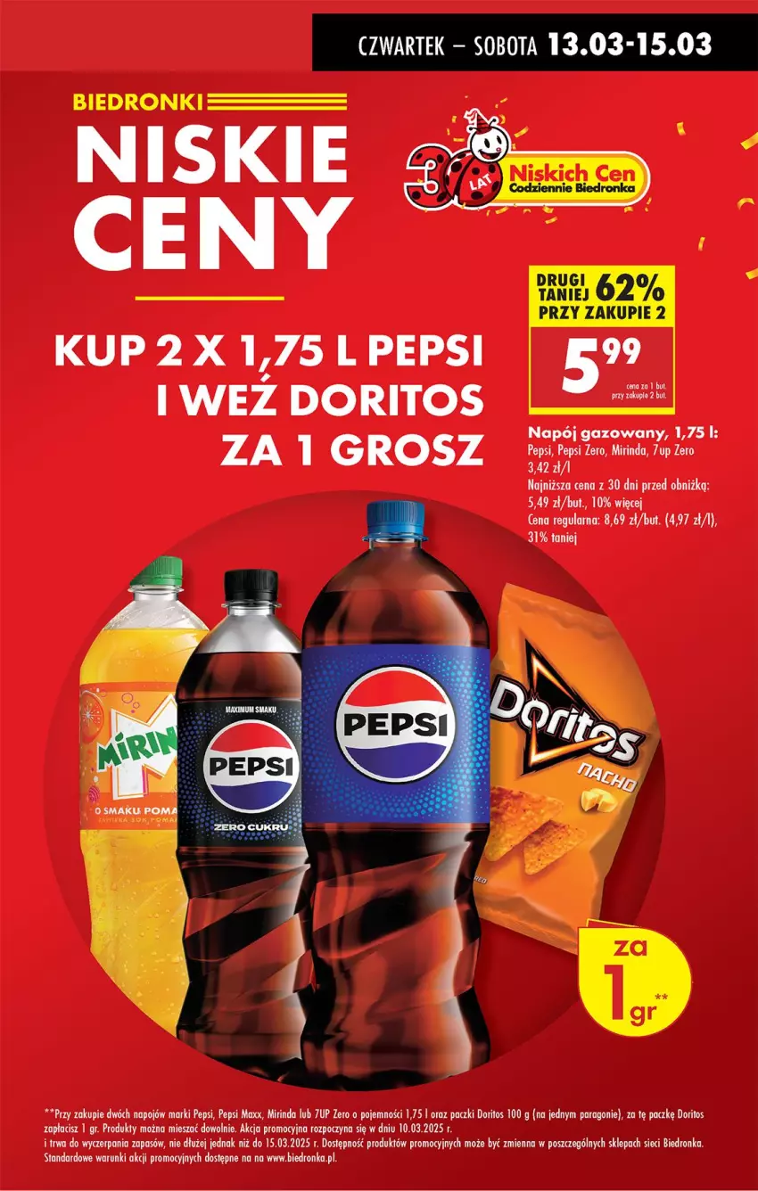 Gazetka promocyjna Biedronka - Od Czwartku - ważna 13.03 do 19.03.2025 - strona 11 - produkty: 7up, Mirinda, Pepsi, Pepsi max