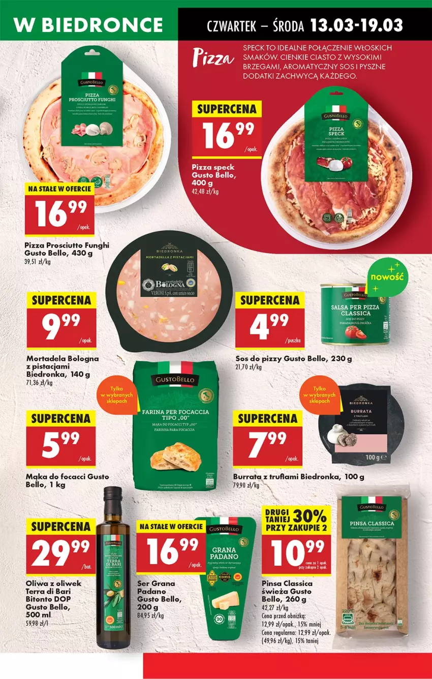 Gazetka promocyjna Biedronka - Od Czwartku - ważna 13.03 do 19.03.2025 - strona 33 - produkty: Bell, Burrata, Dell, Fa, Focaccia, Gra, Mąka, Mortadella, Oliwa, Oliwa z oliwek, Pizza, Prosciutto, Salsa, Ser