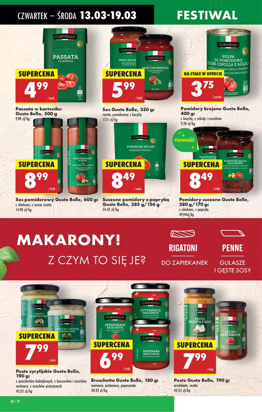 Gazetka promocyjna Biedronka - Od Czwartku - ważna 13.03 do 19.03.2025 - strona 38 - produkty: Bazyl, Bell, Fa, Pesto, Pomidory, Pomidory krojone, Ricotta, Ser, Sos, Sos pomidorowy, Suszone pomidory, Tonik