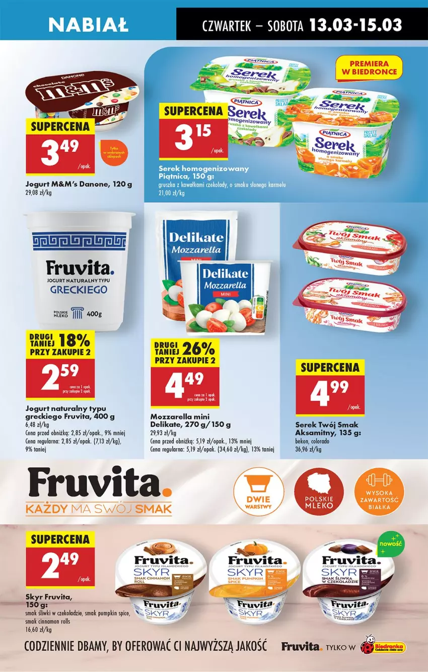 Gazetka promocyjna Biedronka - Od Czwartku - ważna 13.03 do 19.03.2025 - strona 47 - produkty: Aksam, Beko, Danone, Fa, Jogurt, Jogurt naturalny, LG, Mleko, Mozzarella, Pur, Ser, Serek, Sok, Twój Smak