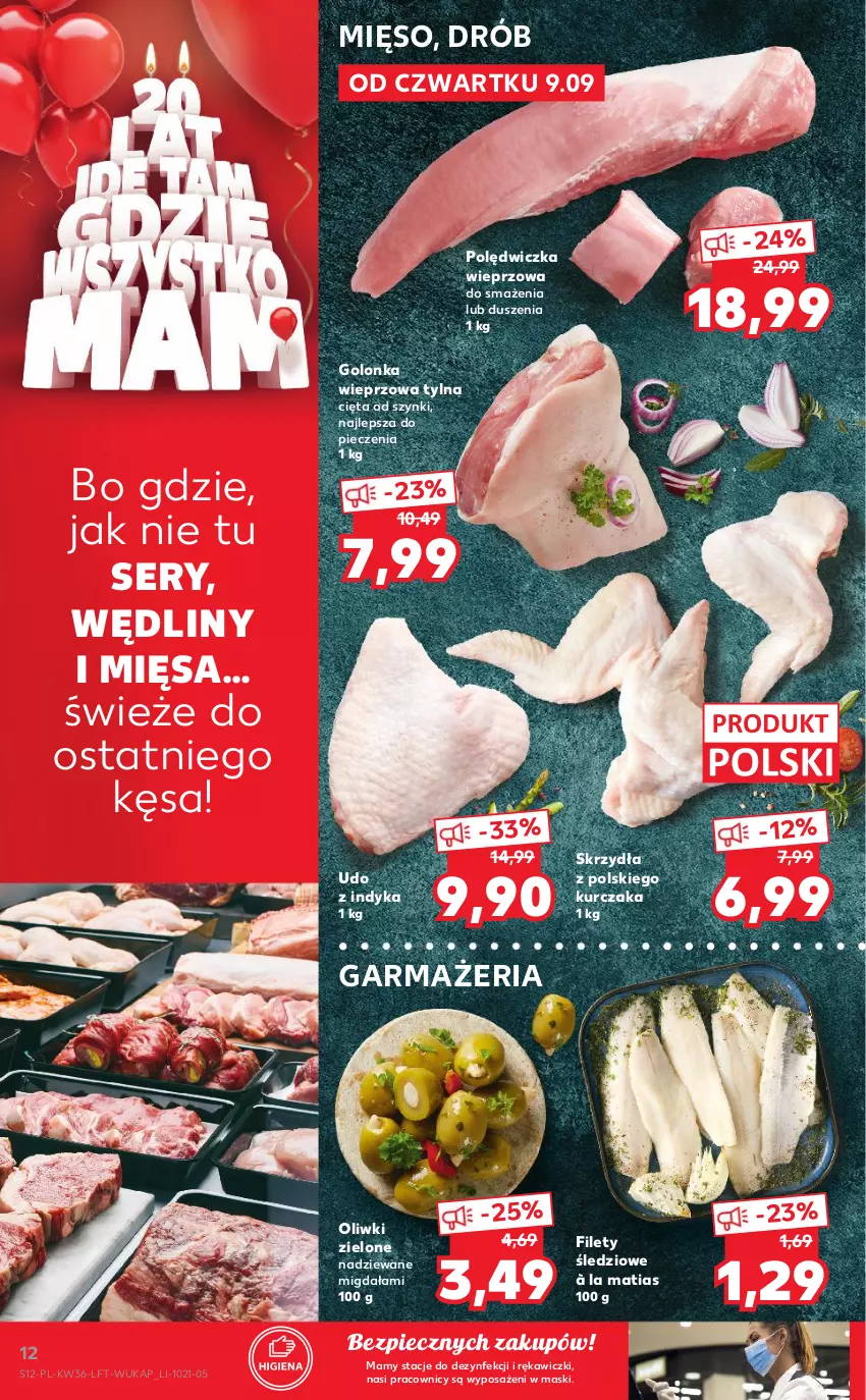 Gazetka promocyjna Kaufland - OFERTA TYGODNIA - ważna 09.09 do 15.09.2021 - strona 12 - produkty: Drób, Golonka wieprzowa, Kurczak, Mięso, Oliwki, Oliwki zielone, Piec, Polędwiczka wieprzowa, Ser