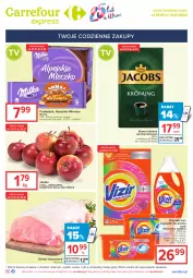 Gazetka promocyjna Carrefour - Gazetka Express - Gazetka - ważna od 31.01 do 31.01.2022 - strona 1 - produkty: Ser, Kawa mielona, Kawa, Jacobs Krönung, Szampion, Vizir, Schab wieprzowy, Mleczko, Czekolada, Jacobs, Kapsułki do prania, Gala, Ligol, Milka, Jabłka