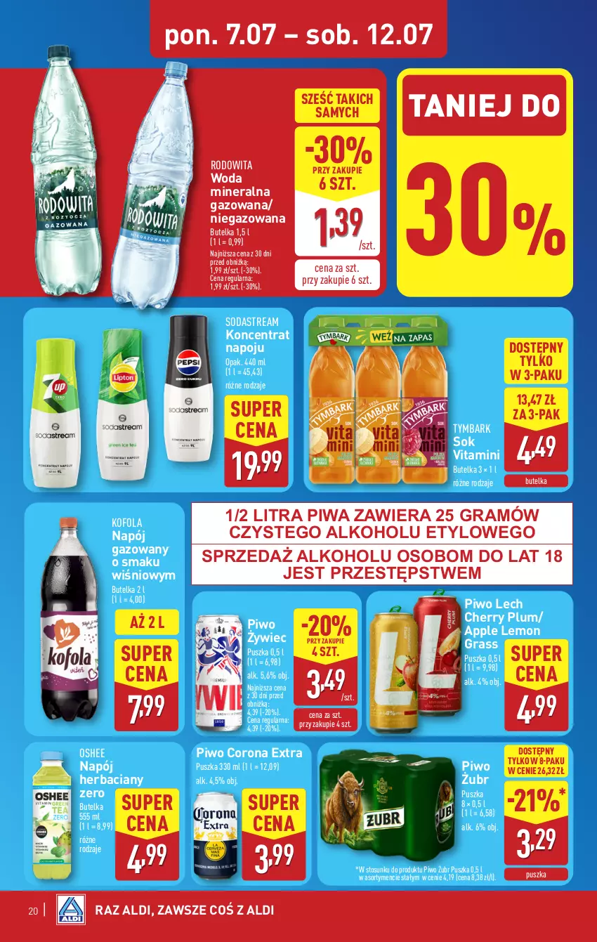 Gazetka promocyjna Aldi - Pełna oferta - ważna 07.07 do 12.07.2025 - strona 20 - produkty: Corona Extra, Gra, Napój, Napój gazowany, Oshee, Piwa, Piwo, Sok, Tymbark, Woda, Woda mineralna