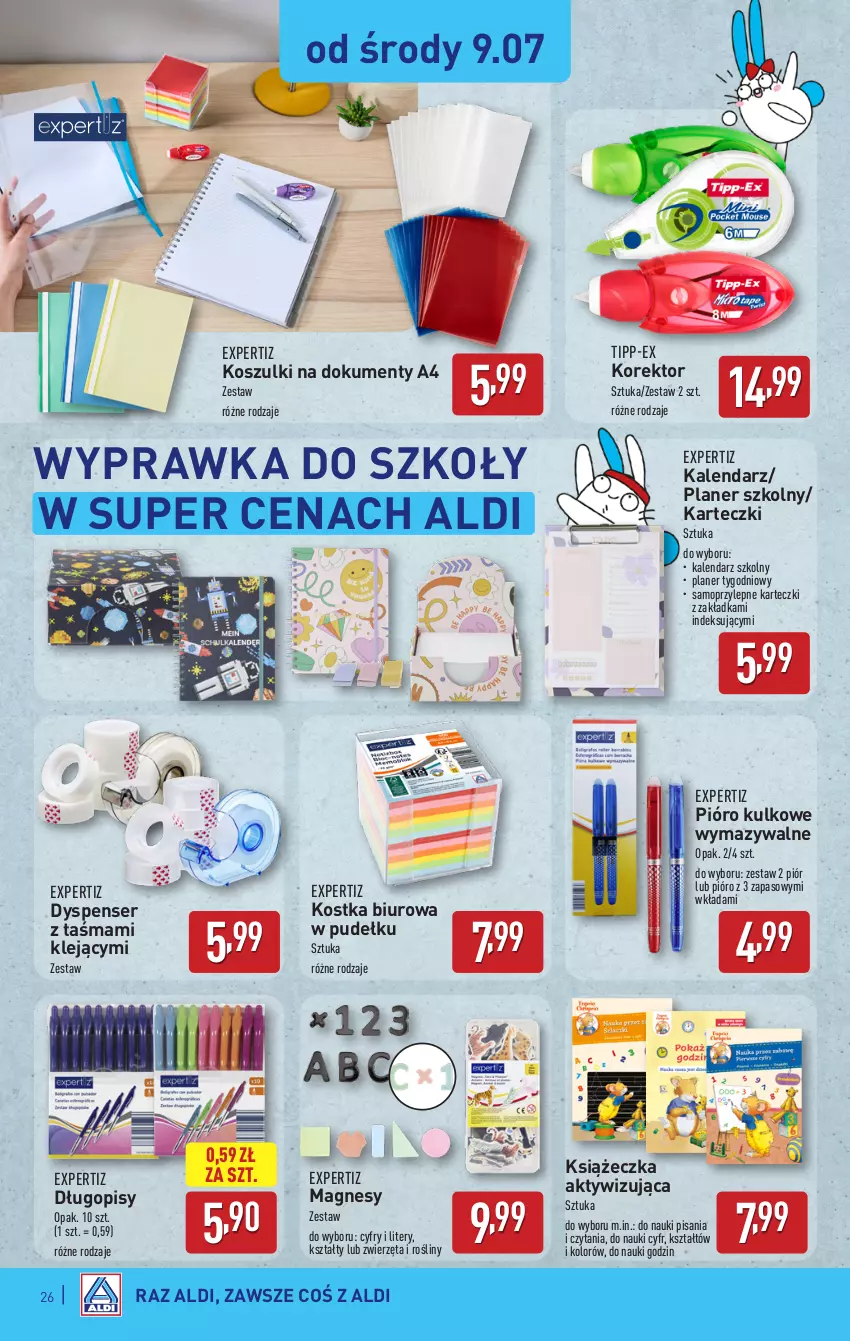 Gazetka promocyjna Aldi - Pełna oferta - ważna 07.07 do 12.07.2025 - strona 26 - produkty: Biuro, Długopis, Kalendarz, Klej, Kosz, Mop, Ser, Zwierzęta