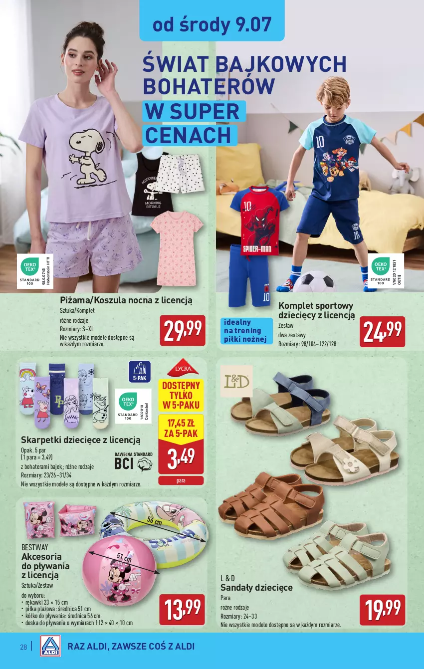 Gazetka promocyjna Aldi - Pełna oferta - ważna 07.07 do 12.07.2025 - strona 28 - produkty: Dzieci, Karp, Kosz, Koszula, Koszula nocna, Noż, Piżama, Por, Sandał, Skarpetki, Sport, Tera