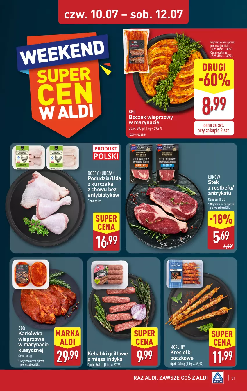 Gazetka promocyjna Aldi - Pełna oferta - ważna 07.07 do 12.07.2025 - strona 31 - produkty: Boczek, Boczek wieprzowy, Grill, Karkówka wieprzowa, Kebab, Kurczak, Morliny, Rostbef, Stek