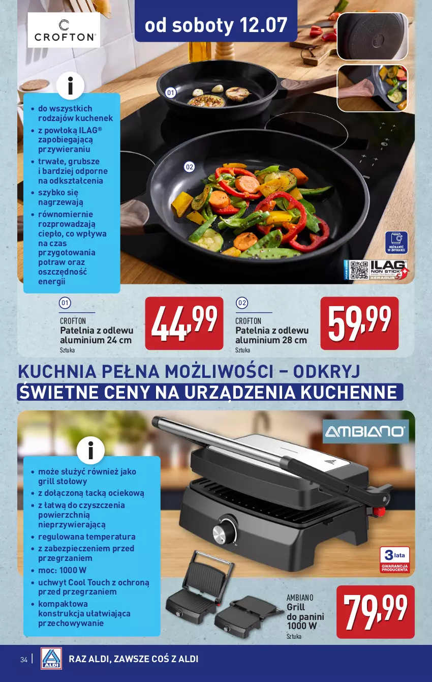 Gazetka promocyjna Aldi - Pełna oferta - ważna 07.07 do 12.07.2025 - strona 34 - produkty: Grill, Kuchnia, Patelnia, Piec, Por