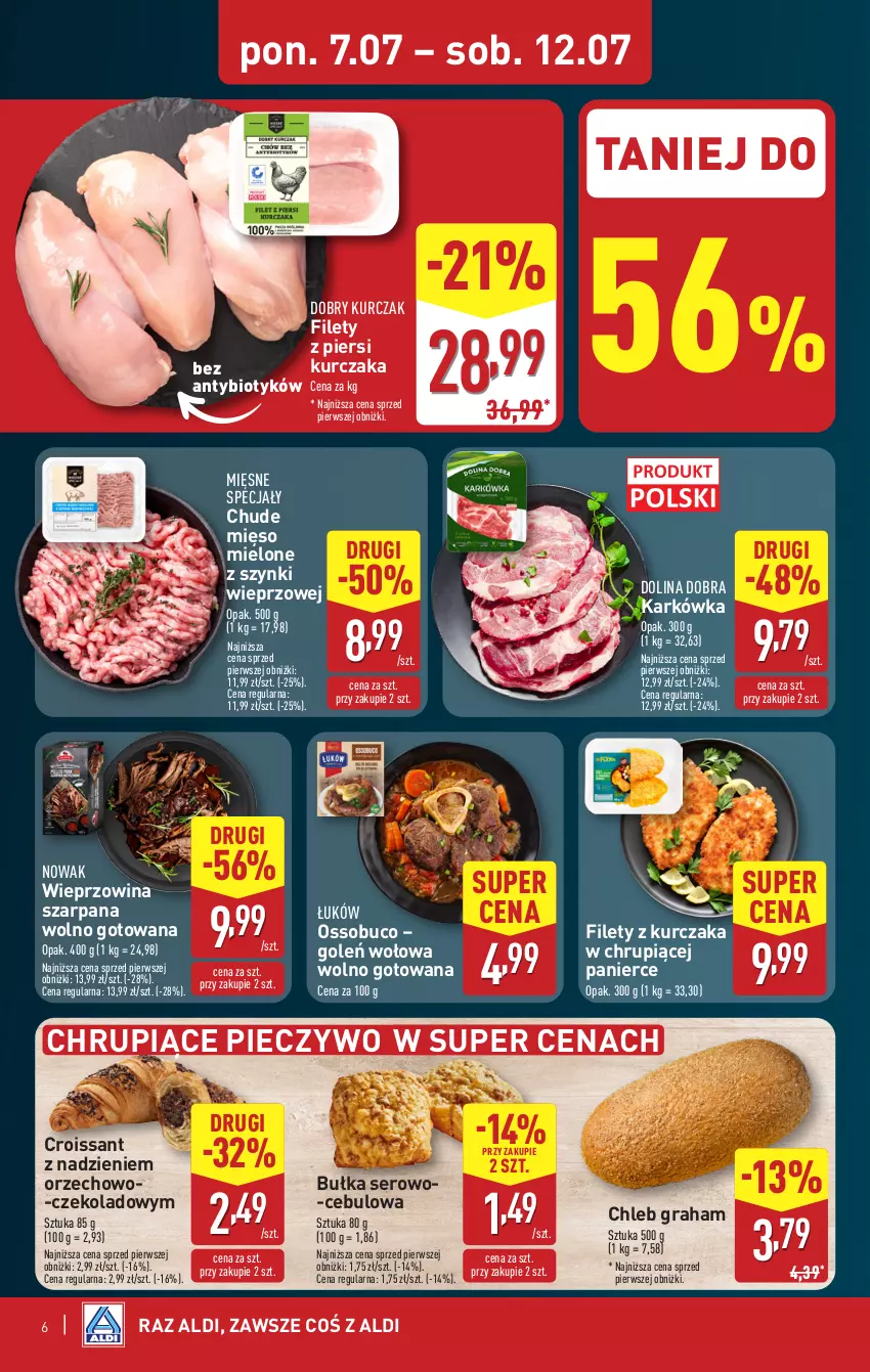 Gazetka promocyjna Aldi - Pełna oferta - ważna 07.07 do 12.07.2025 - strona 6 - produkty: Bułka, Chleb, Croissant, Gra, Kurczak, Mięsne specjały, Mięso, Mięso mielone, Mięso mielone z szynki, NOWAK, Piec, Pieczywo, Ser, Wieprzowina