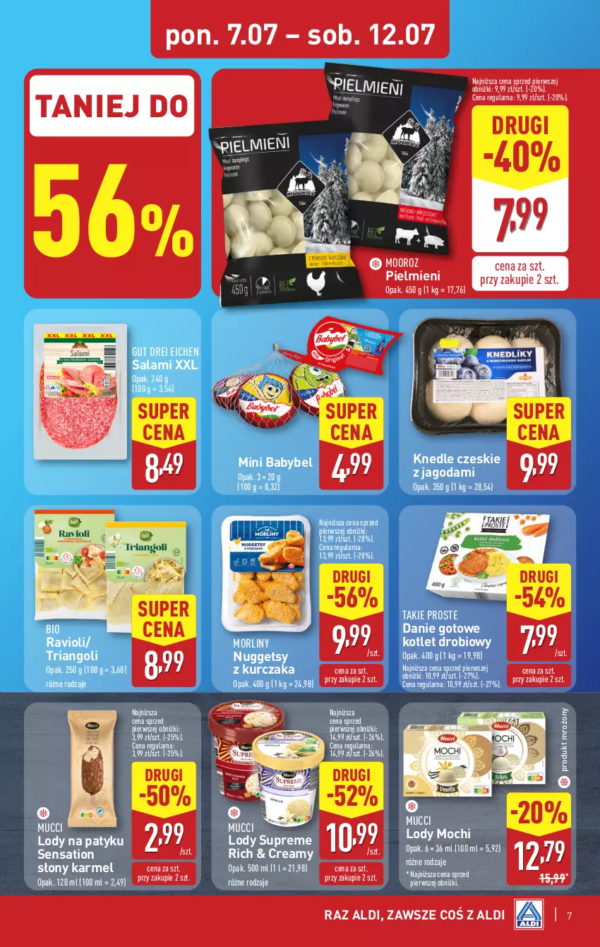 Gazetka promocyjna Aldi - Pełna oferta - ważna 07.07 do 12.07.2025 - strona 7 - produkty: Danie gotowe, Knedle, Kotlet, Kurczak, Lody, Morliny, Salami, Sati