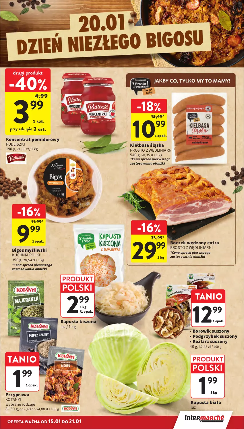 Gazetka promocyjna Intermarche - Gazetka promocyjna - ważna 15.01 do 21.01.2026 - strona 29 - produkty: Bigos, Boczek, Kiełbasa, Kiełbasa śląska, Koncentrat pomidorowy, Kuchnia, Pudliszki