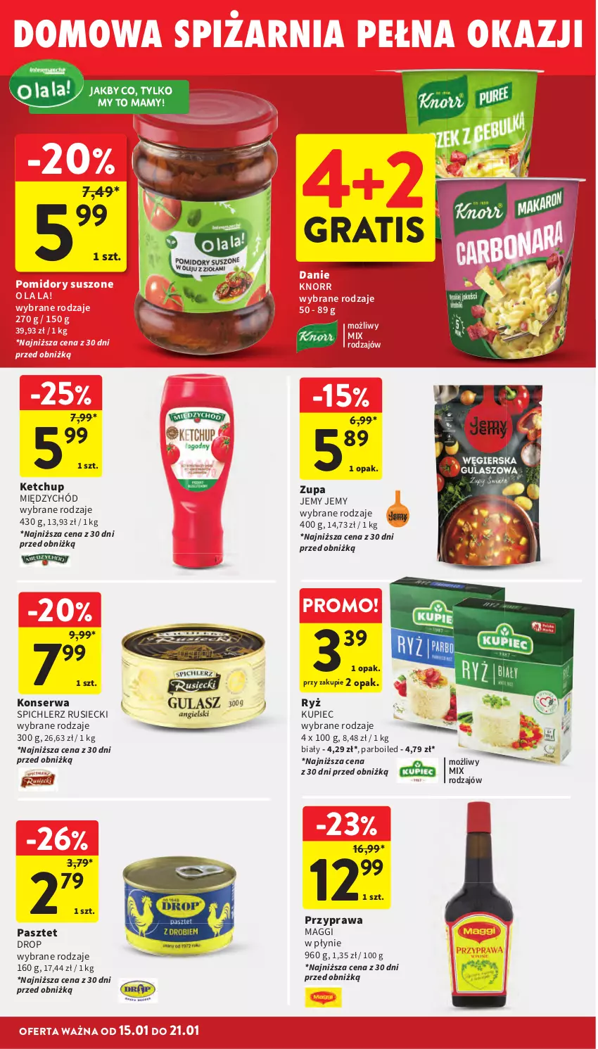 Gazetka promocyjna Intermarche - Gazetka promocyjna - ważna 15.01 do 21.01.2026 - strona 36 - produkty: Gra, Ketchup, Knorr, Kupiec, Maggi, Pasztet, Piec, Pomidory, Ryż, Ser, Spichlerz Rusiecki, Zupa