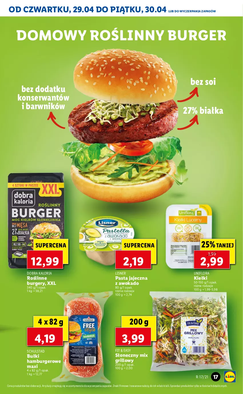 Gazetka promocyjna Lidl - GAZETKA - ważna 29.04 do 30.04.2021 - strona 17 - produkty: Burger, Flora, Grill, Hamburger, Kiełki, Lisner, Roślinny burger, Ser