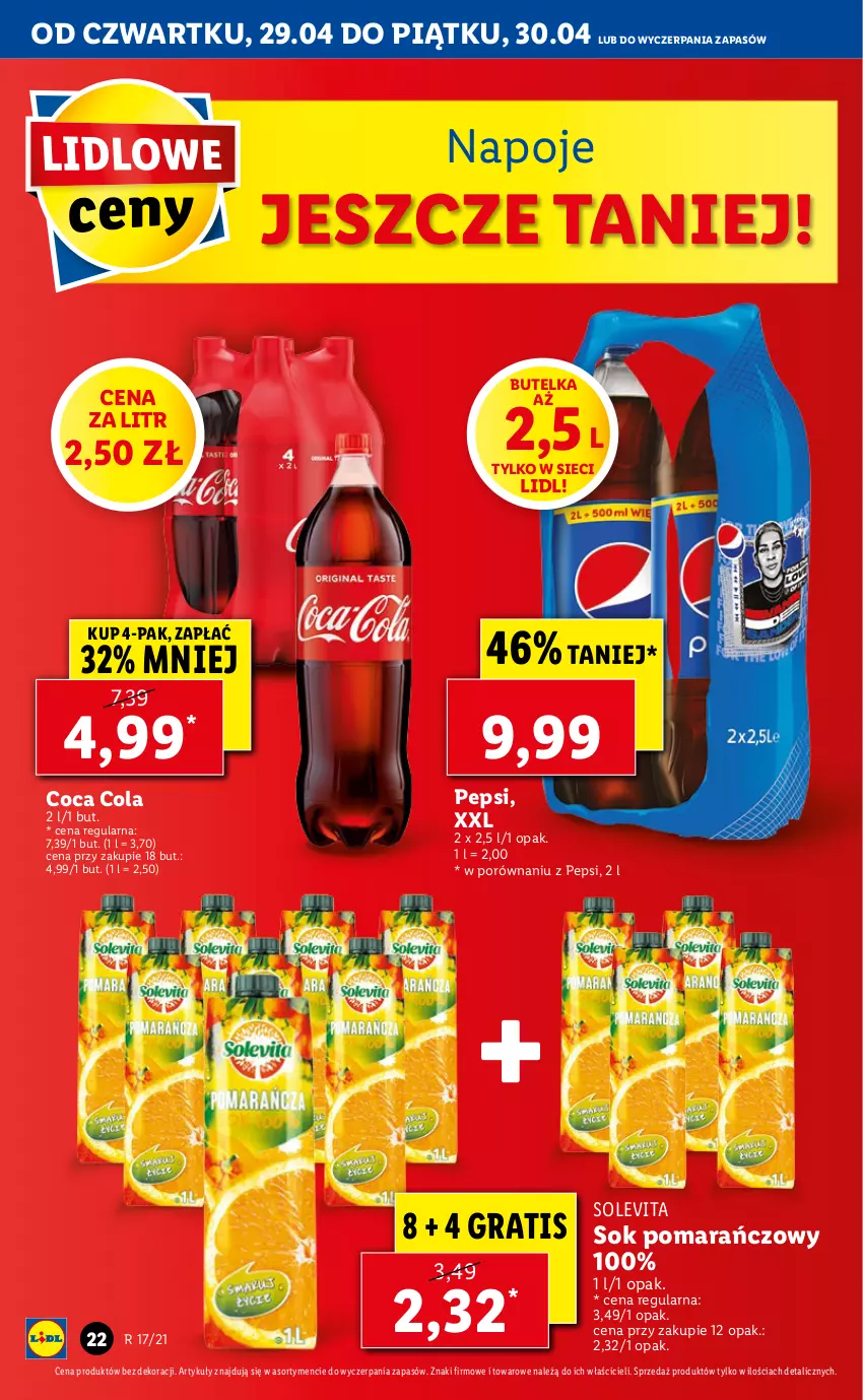 Gazetka promocyjna Lidl - GAZETKA - ważna 29.04 do 30.04.2021 - strona 22 - produkty: Gra, Napoje, Pepsi, Por, Sok, Sok pomarańczowy