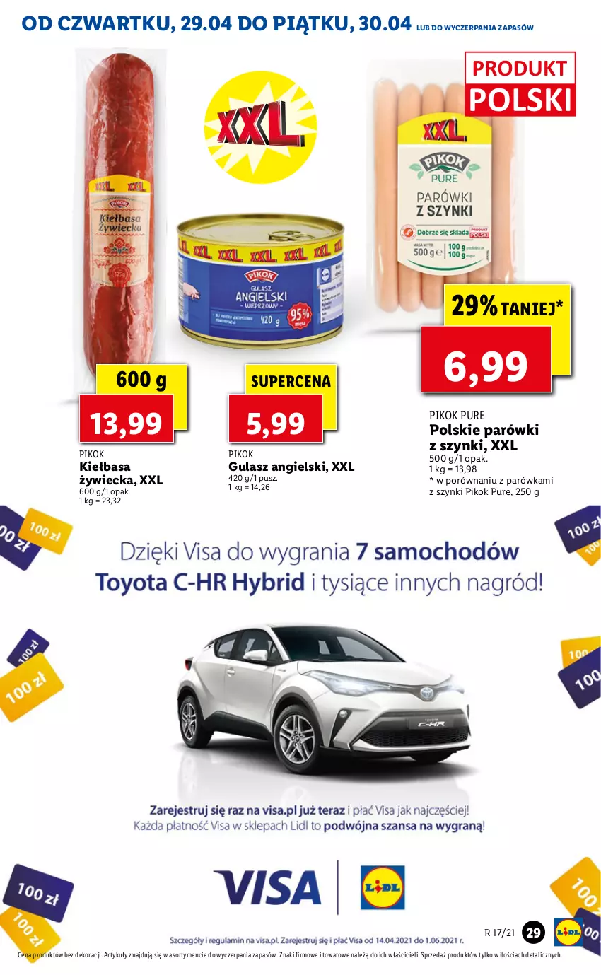 Gazetka promocyjna Lidl - GAZETKA - ważna 29.04 do 30.04.2021 - strona 29 - produkty: Kiełbasa, Parówki, Parówki z szynki, PIKOK, Por, Pur