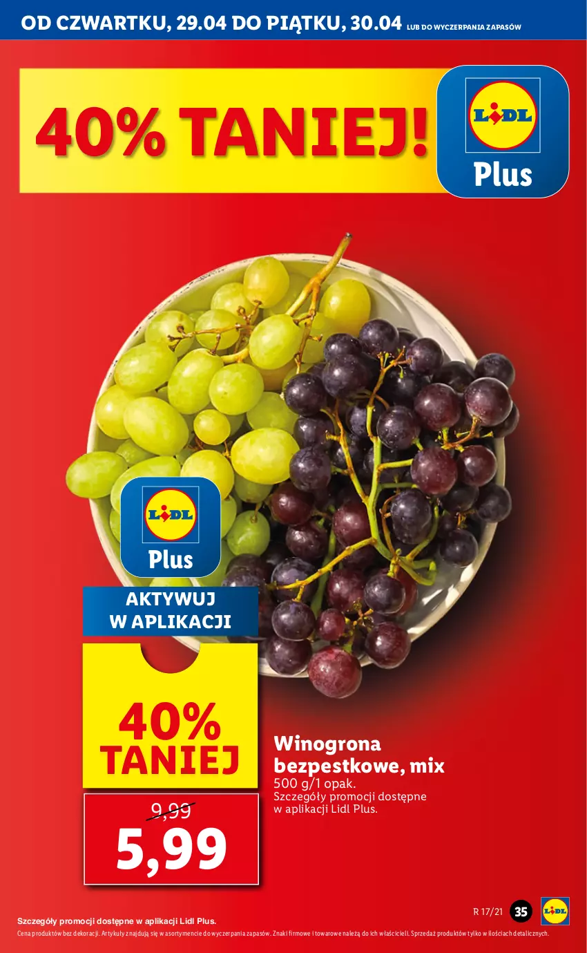 Gazetka promocyjna Lidl - GAZETKA - ważna 29.04 do 30.04.2021 - strona 35 - produkty: Wino, Winogrona, Winogrona bezpestkowe