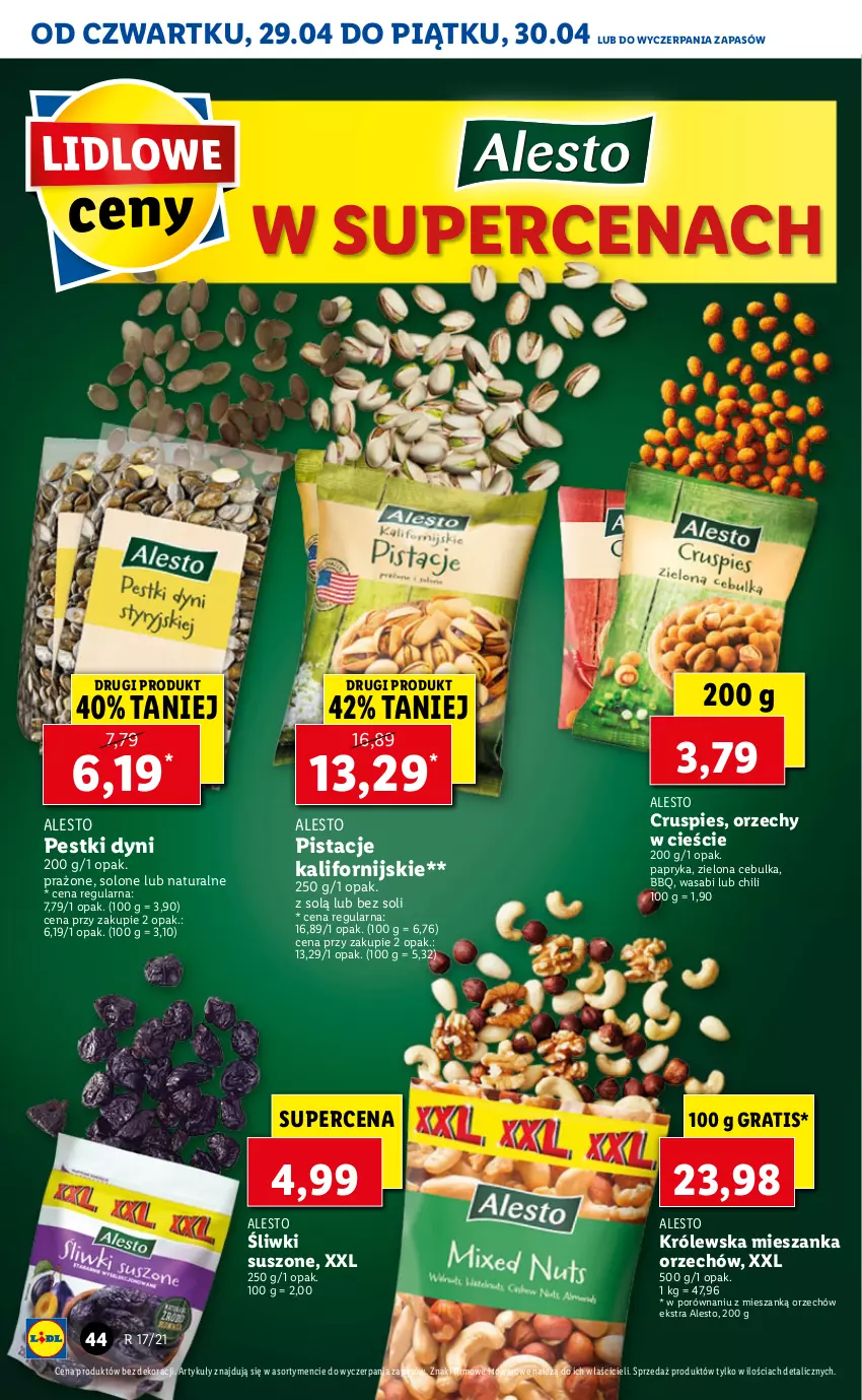 Gazetka promocyjna Lidl - GAZETKA - ważna 29.04 do 30.04.2021 - strona 44 - produkty: Gra, Papryka, Pestki dyni, Pistacje, Por, Wasa