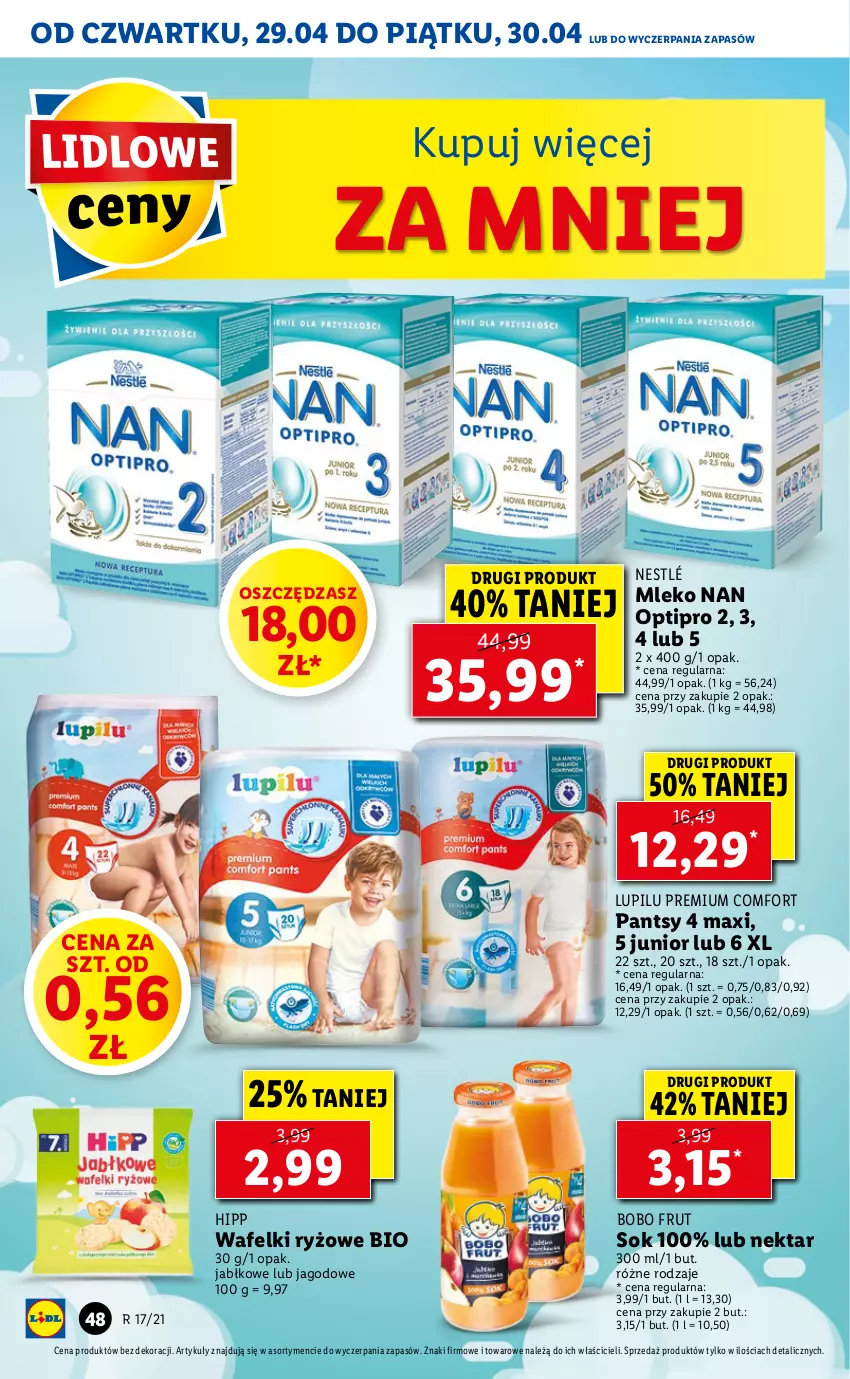 Gazetka promocyjna Lidl - GAZETKA - ważna 29.04 do 30.04.2021 - strona 48 - produkty: HiPP, Mleko, NAN Optipro, Nektar, Nestlé, Ryż, Sok