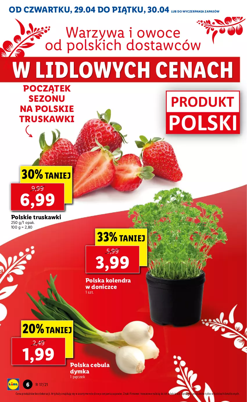 Gazetka promocyjna Lidl - GAZETKA - ważna 29.04 do 30.04.2021 - strona 6 - produkty: Cebula, Kolendra, Owoce, Truskawki, Warzywa, Warzywa i owoce