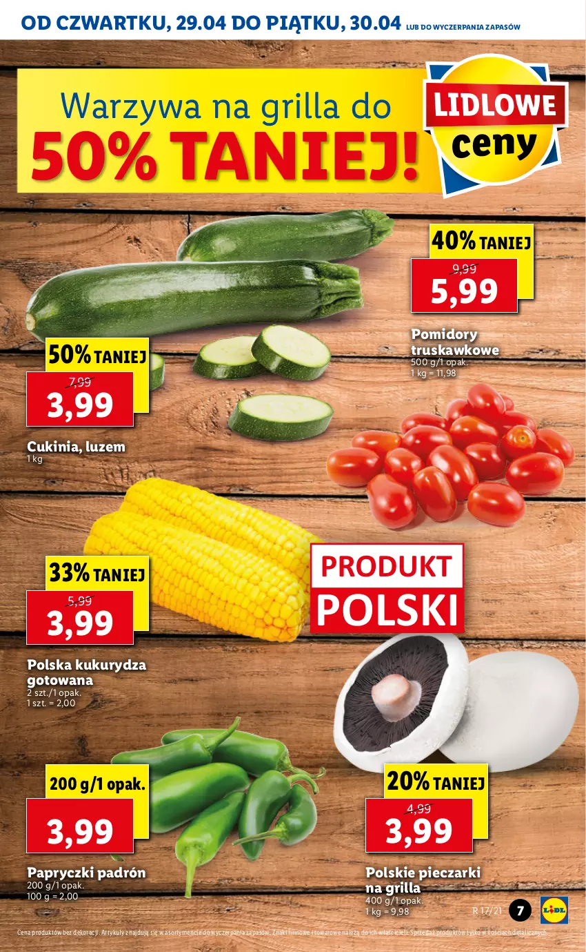 Gazetka promocyjna Lidl - GAZETKA - ważna 29.04 do 30.04.2021 - strona 7 - produkty: Grill, Kukurydza, Piec, Pomidory, Warzywa