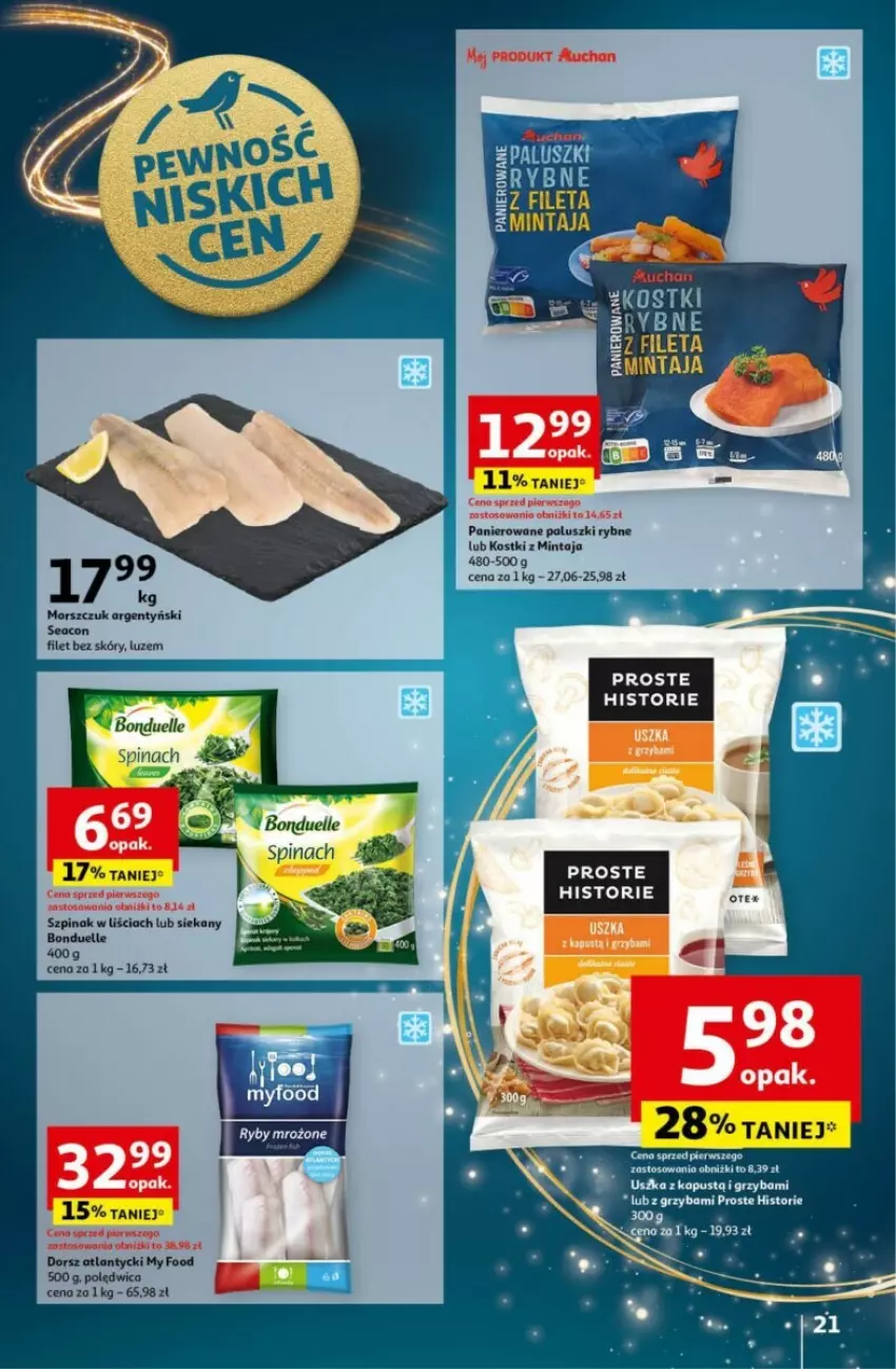 Gazetka promocyjna Auchan - ważna 12.12 do 18.12.2024 - strona 16 - produkty: Bonduelle, Mintaj, Paluszki rybne, Szpinak