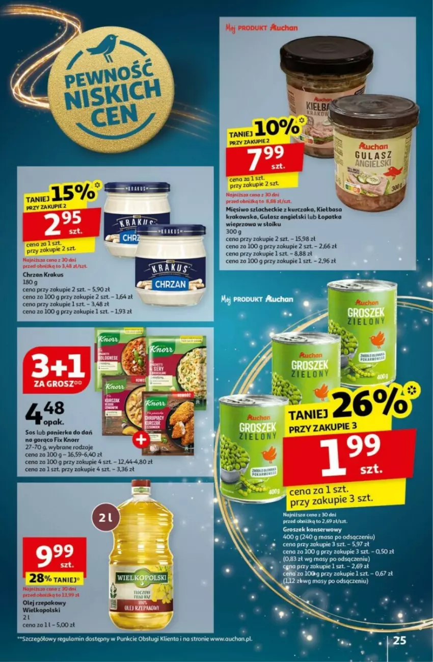 Gazetka promocyjna Auchan - ważna 12.12 do 18.12.2024 - strona 20 - produkty: Chrzan, Kiełbasa, Kiełbasa krakowska, Knorr, Krakus, Kurczak, Ser, Sos