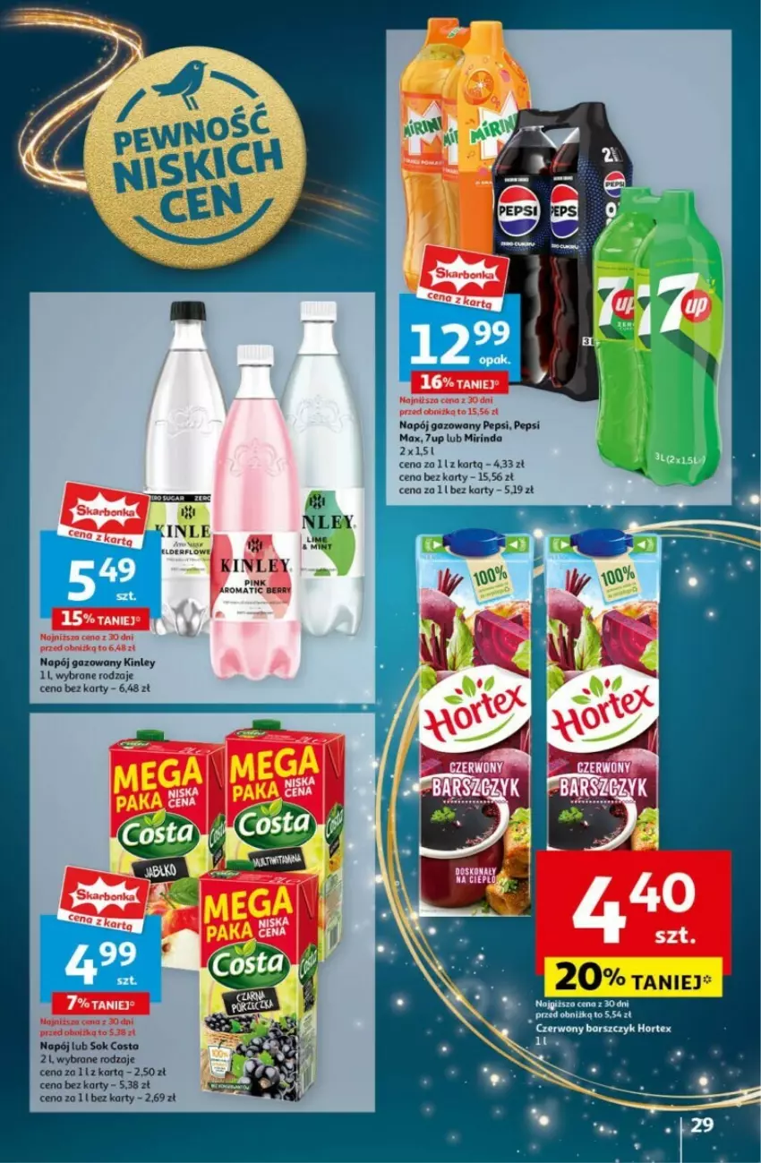 Gazetka promocyjna Auchan - ważna 12.12 do 18.12.2024 - strona 25 - produkty: 7up, Hortex, Mirinda, Napój, Napój gazowany, Pepsi, Pepsi max, Sok