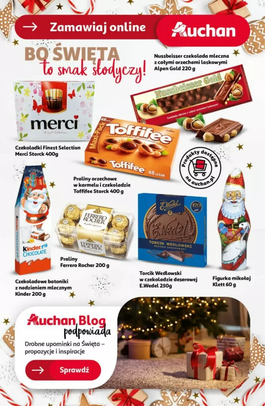 Gazetka promocyjna Auchan - ważna 12.12 do 18.12.2024 - strona 35 - produkty: Baton, Czekolada, Czekolada mleczna, Deser, Ferrero, Ferrero Rocher, Kinder, Merci, Ser, Toffifee, Tonik